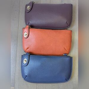 Set Of Three Joy Susan Crossbody/Wristlets, Maroon, Navy, and Burnt Orange